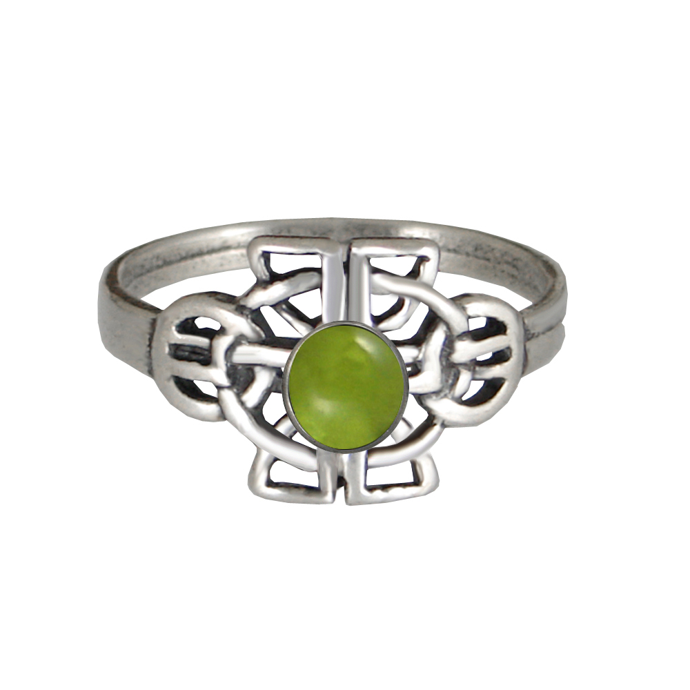 Sterling Silver Celtic Knotwork Ring With Peridot Size 11